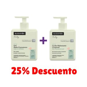 combo Leche Hidratante Corporal Suavinex 500ml más Gel de Baño Espumoso Suavinex 500ml