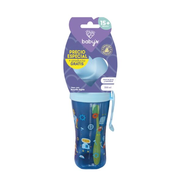 Vaso Babys Boquilla Rígida 350ml + Cepillo Dental Celeste