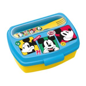 Lonchera Sandwichera con Cubiertos Mickey Celeste Amarillo Disney