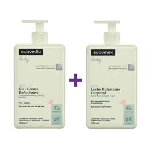 combo Gel Crema de Baño Suave Suavinex 750ml más Leche Hidratante Corporal Suavinex 750ml