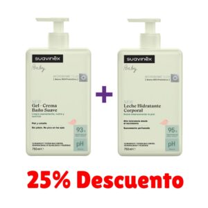 combo Gel-Crema de Baño Suave Suavinex 750ml más Leche Hidratante Corporal Suavinex 750ml