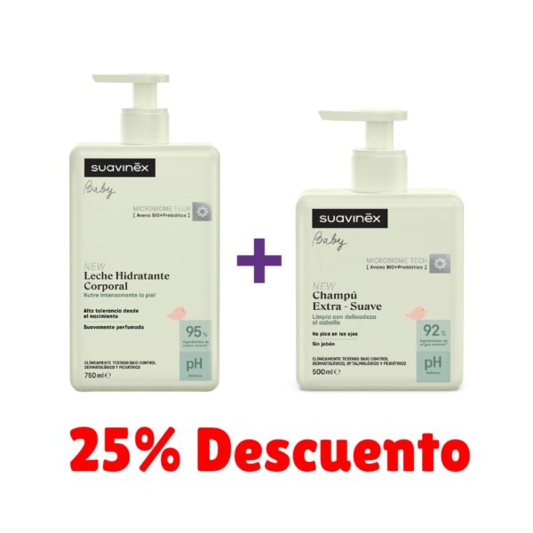 combo Champu Extra Suave Suavinex 500ml más Leche Hidratante Corporal Suavinex 750ml