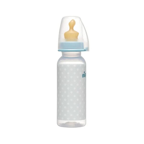 Biberón Nip Family Nº2 Estándar 250ml Celeste con Puntos Blancos