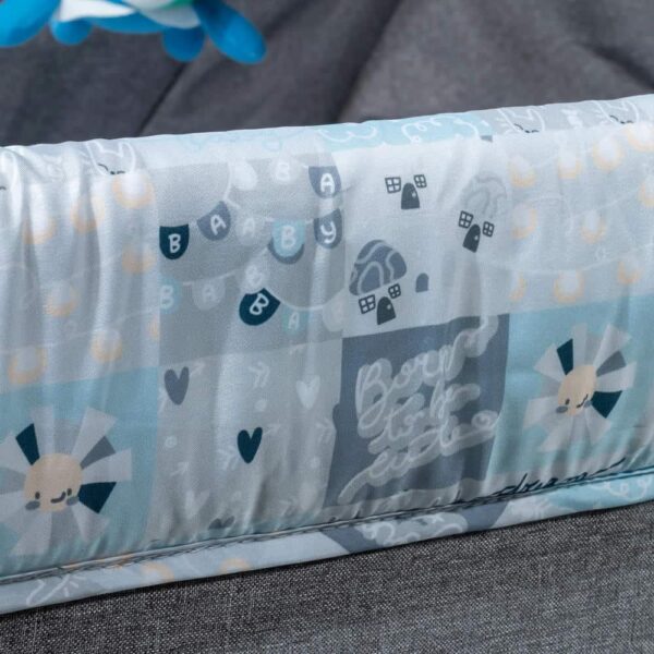 Cuna Corral Dacora Gris Azul Ebaby detalle