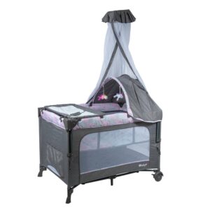 Cuna Corral Dacora Gris Rosado Ebaby