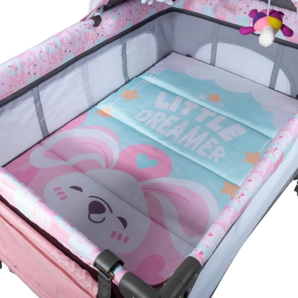 Cuna Corral Dacora Gris Rosado Ebaby cuna