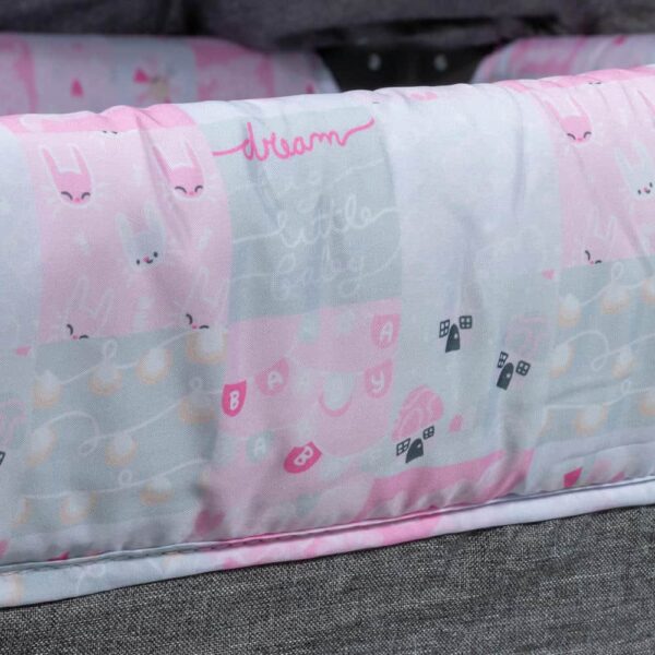 Cuna Corral Dacora Gris Rosado Ebaby detalle