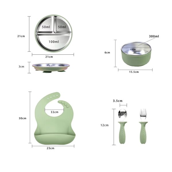 Set de Alimentación Verde Baby Land medidas nuevo