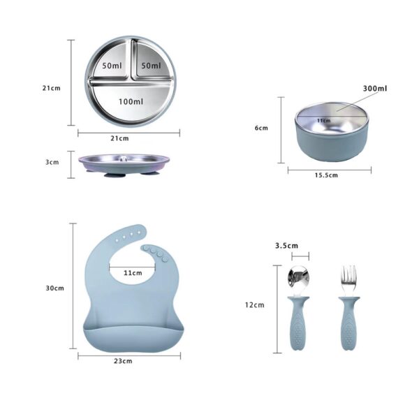 Set de Alimentación Celeste Baby Land medidas nuevo