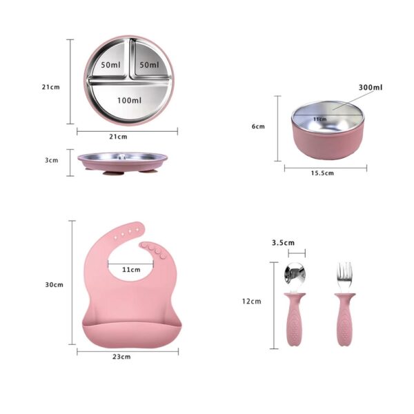 Set de Alimentación Rosa Baby Land medidas nuevo