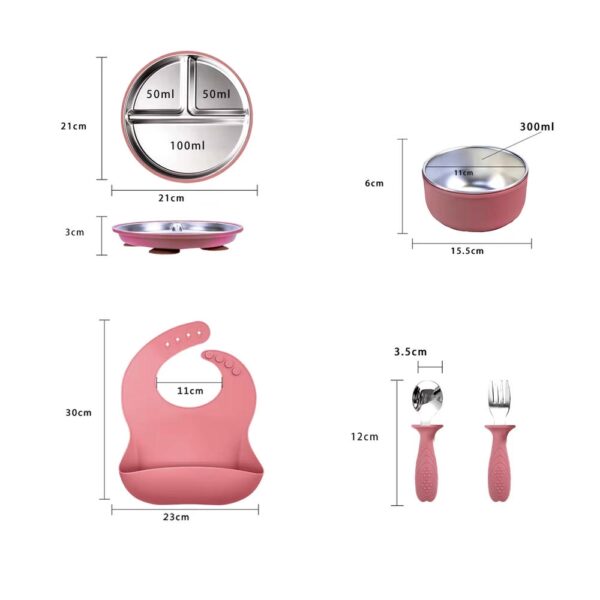 Set de Alimentación Fucsia Baby Land medidas nuevo