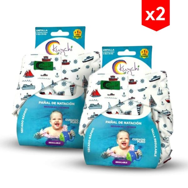 Pañal Ecológico Kuychi para Piscina Barco Blanco combo x 2