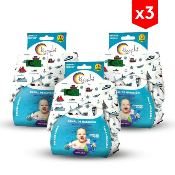 Pañal Ecológico Kuychi para Piscina Barco Blanco combo x 3
