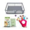 Combo Corral para bebé Funkids Gris 120x180cm Úpale + Guante Títere Fucsia Úpale + Flashcards o Tarjetas de Memoria Medios de Transporte x 36 Úpale