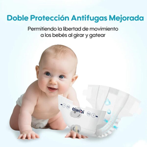 Pañal Aiwibi Recién Nacido NB x 22 unidades (≤5 kg) doble protección