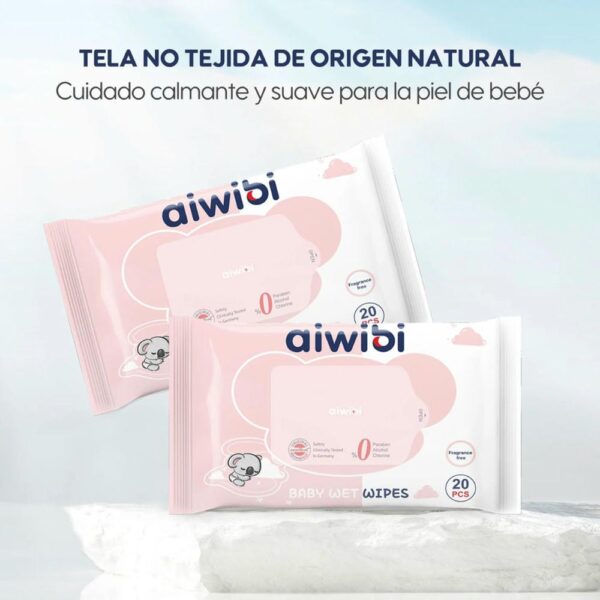 Toallitas Húmedas Aiwibi Gentle Soft Sin Olor x 20 unidades tela no tejida