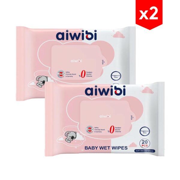 Toallitas Húmedas Aiwibi Gentle Soft Sin Olor x 20 unidades combo x2