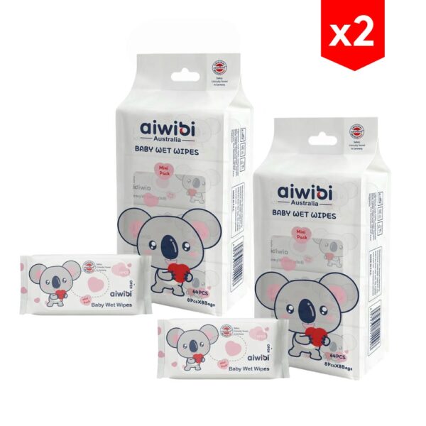 Mini Toallitas Húmedas Aiwibi x64 combo x2