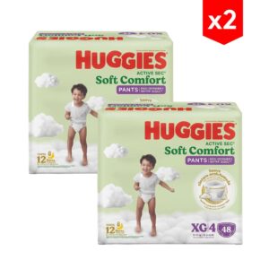 Pañal Huggies Active Sec Soft Comfort Pants XG x48 combo x2