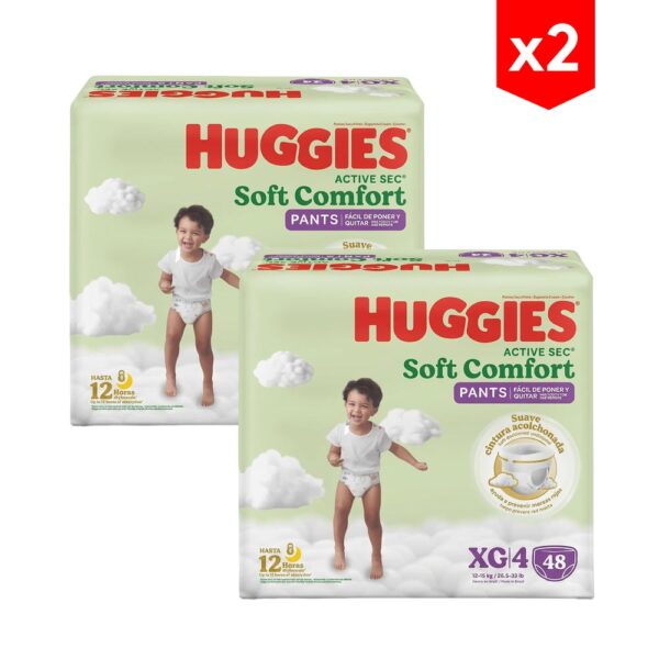 Pañal Huggies Active Sec Soft Comfort Pants XG x48 combo x2