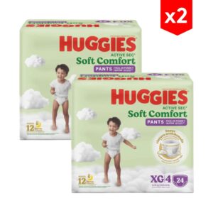 Pañal Huggies Active Sec Soft Comfort Pants XG x24 combo x2
