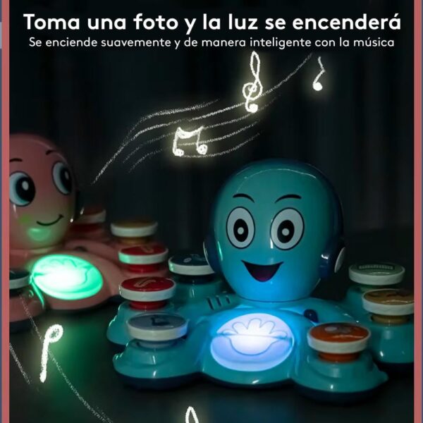 Juguete Musical Pulpo DJ Celeste Úpale foto y luz