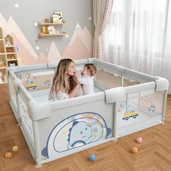 Corral para bebé Funkids Dinosaurio Gris 120x160cm Úpale uso nuevo