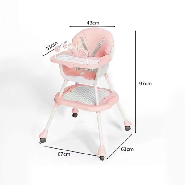Silla de Comer Dineplay Rosada Creciendo Juntos medidas